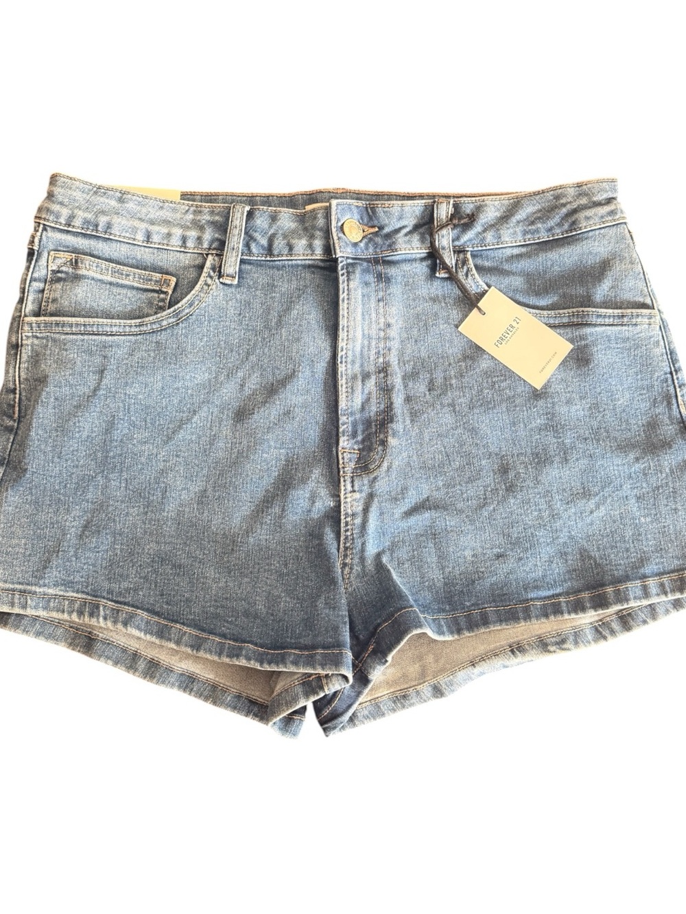 Forever 21 Blue Denim High-Rise Jean Shorts
